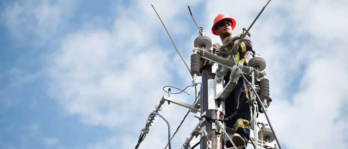 Lineworker on pole